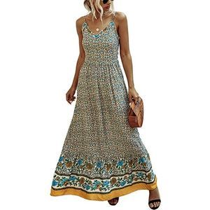 Floral Maxi Dress with High Gathered Waist and Spaghetti Straps